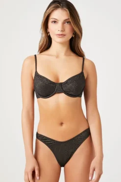 Glitter Knit High-Leg Bikini Bottoms