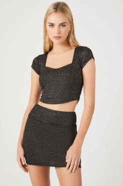 Glitter Knit Mini Skirt