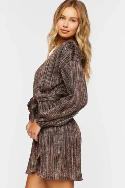Glitter Knit Mini Wrap Dress