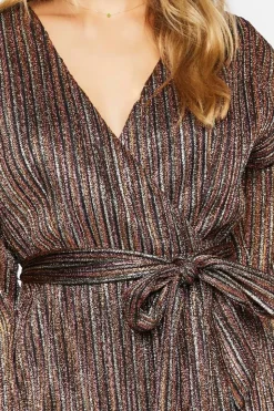 Glitter Knit Mini Wrap Dress
