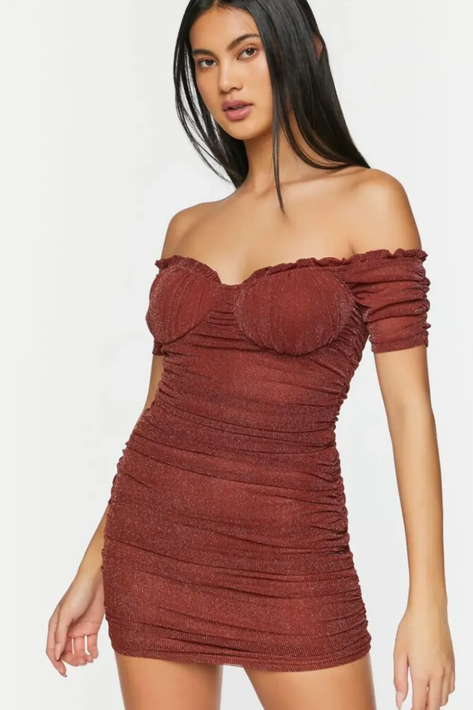 Glitter Knit Off-The-Shoulder Mini Dress