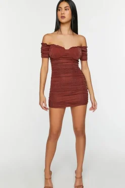 Glitter Knit Off-The-Shoulder Mini Dress