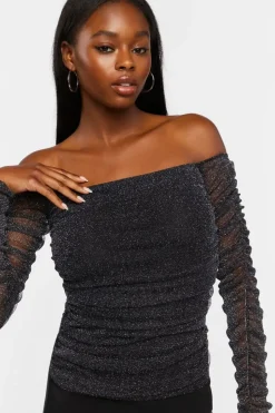 Glitter Knit Off-The-Shoulder Top