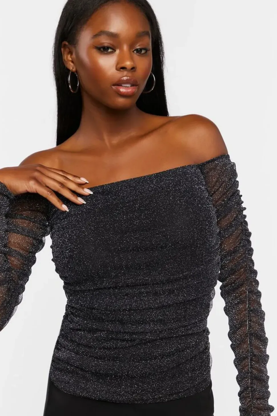 Glitter Knit Off-The-Shoulder Top