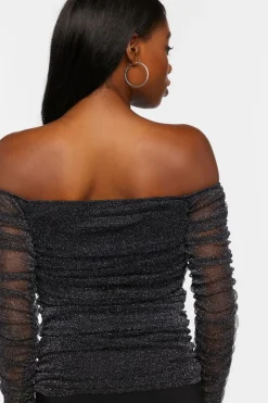 Glitter Knit Off-The-Shoulder Top