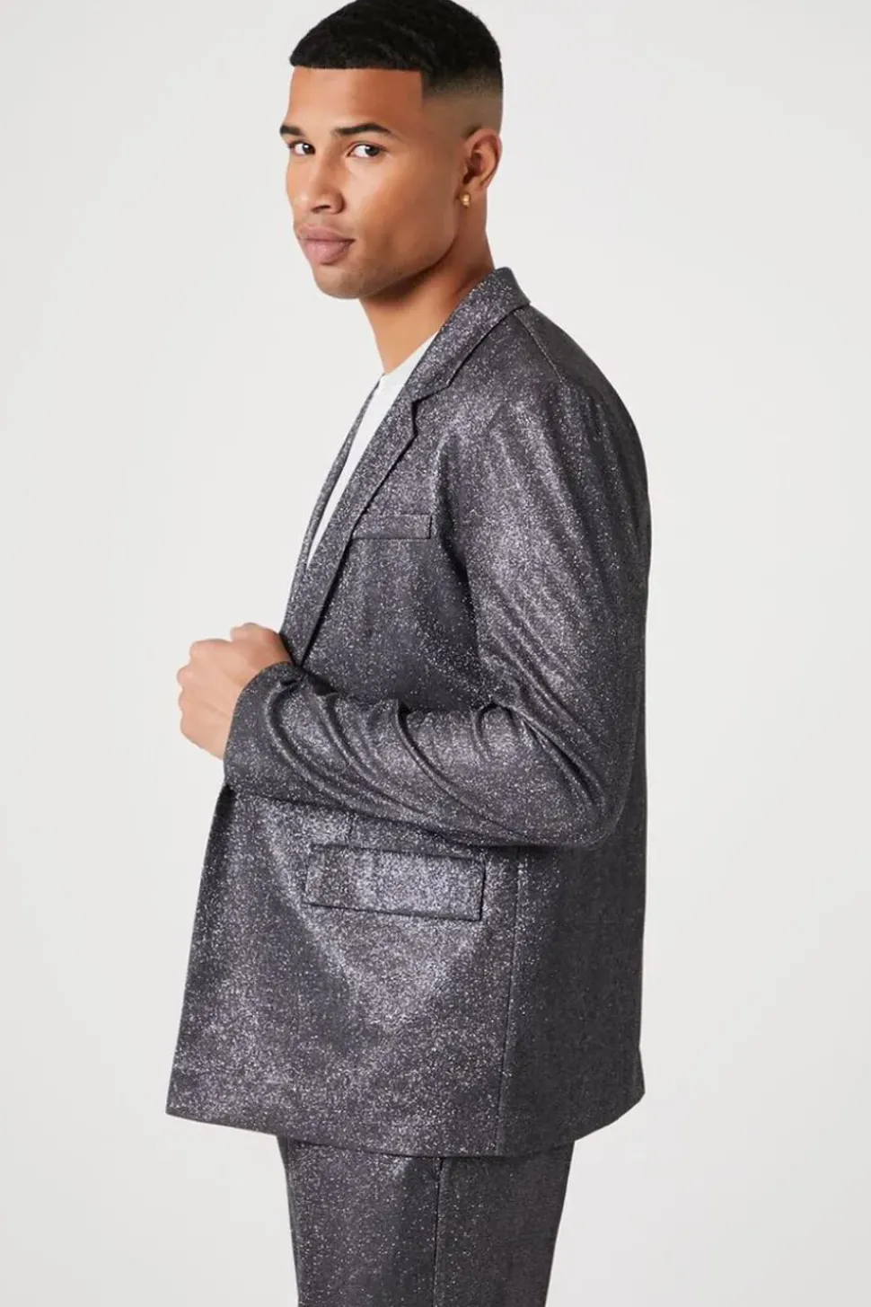 Glitter Knit Open-Front Blazer