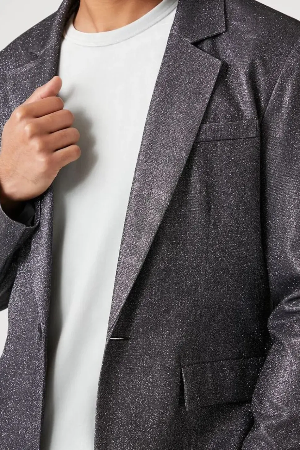 Glitter Knit Open-Front Blazer