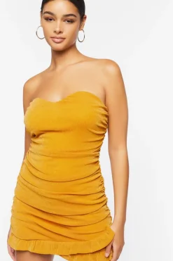 Glitter Knit Ruched Mini Dress