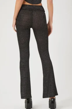 Glitter Knit Split-Hem Flare Pants