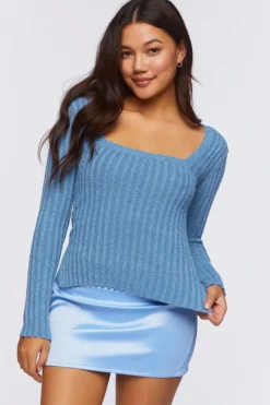 Glitter Knit Square Neck Sweater