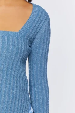 Glitter Knit Square Neck Sweater