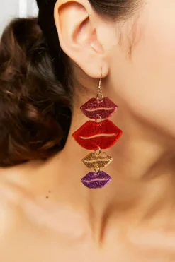 Glitter Lips Drop Earrings