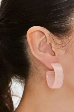 Glitter Open-End Hoop Earrings