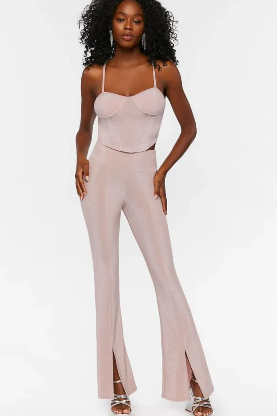 Glitter Split-Hem Pants