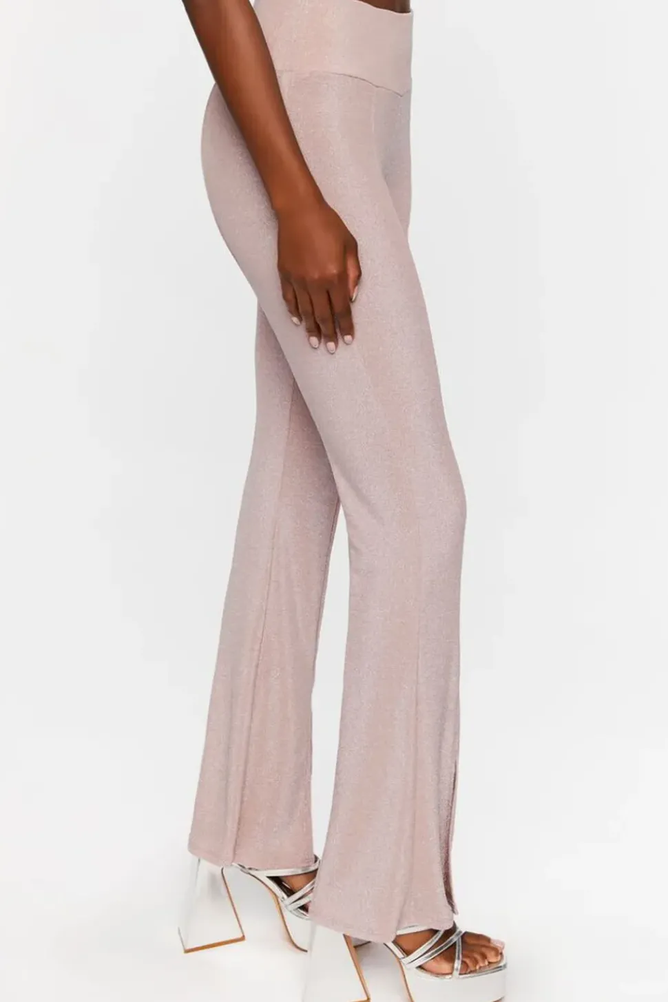 Glitter Split-Hem Pants