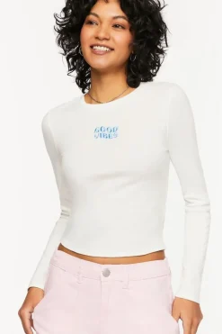 Good Vibes Embroidered Long-Sleeve Baby Tee