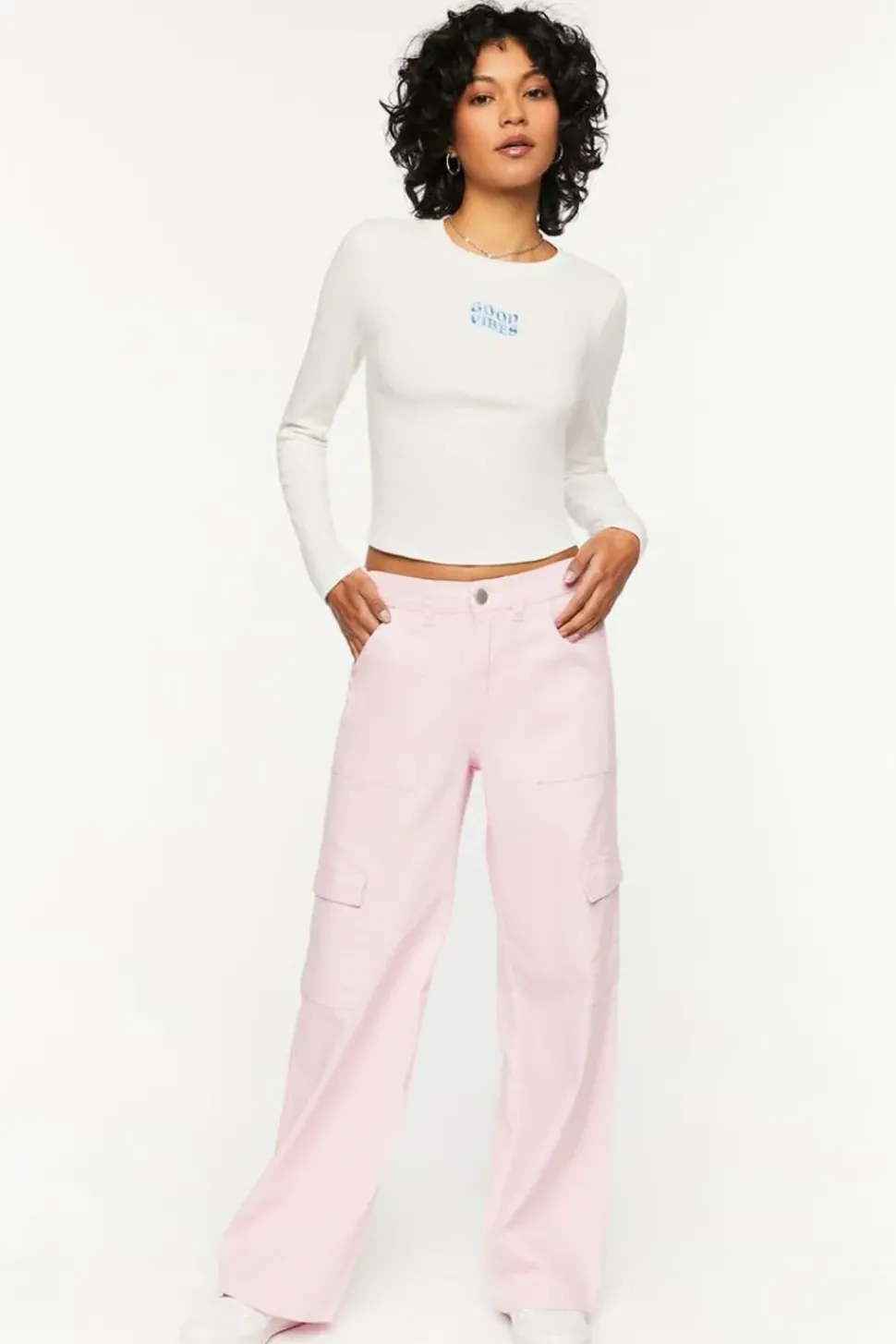 Good Vibes Embroidered Long-Sleeve Baby Tee