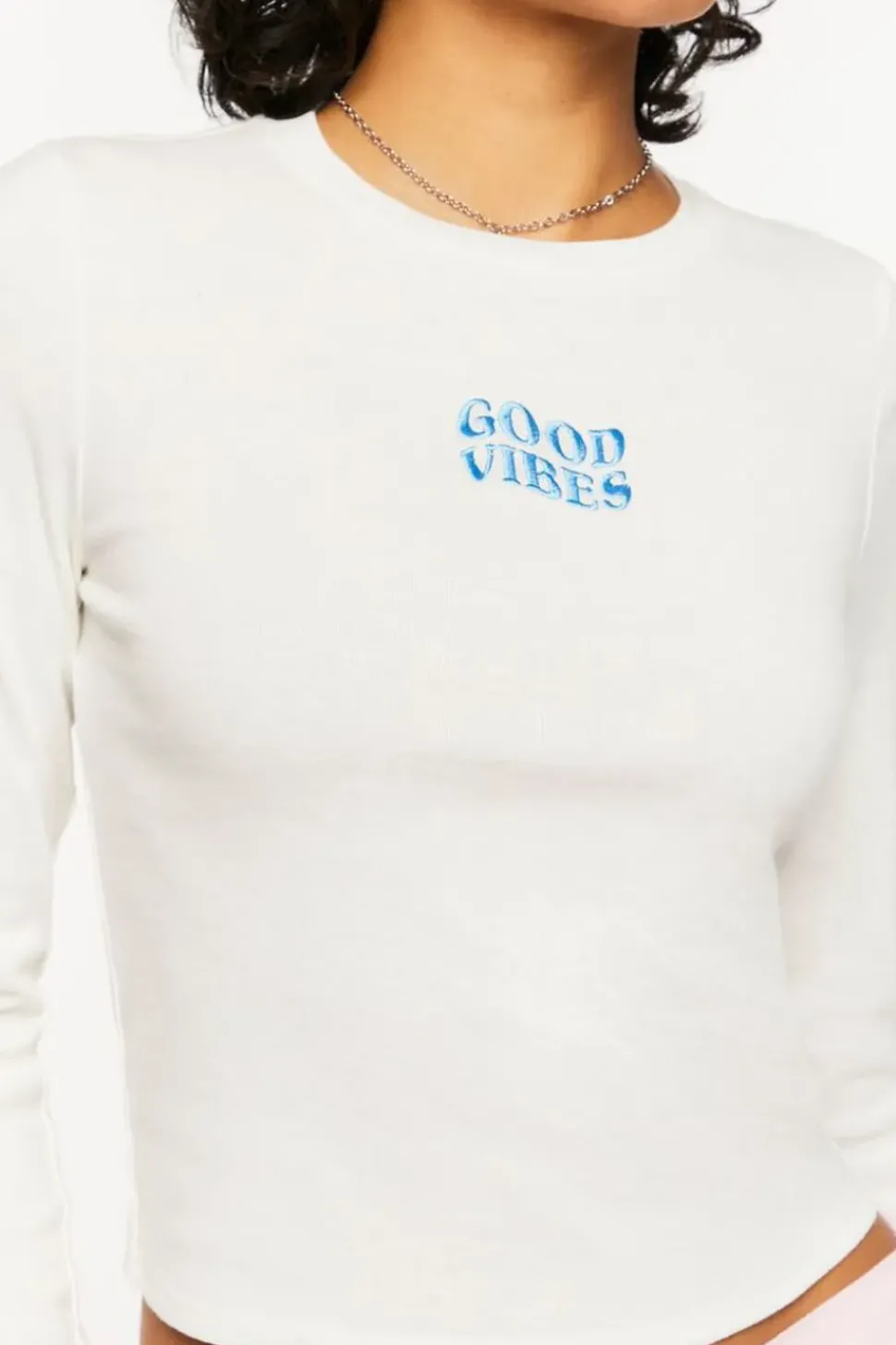 Good Vibes Embroidered Long-Sleeve Baby Tee