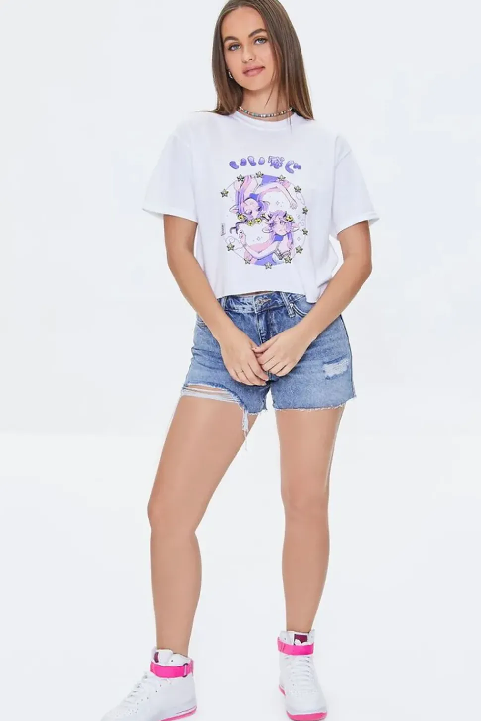 Good Vibes Graphic Raw-Cut Tee
