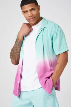 Gradient Dip-Dye Rayon Shirt