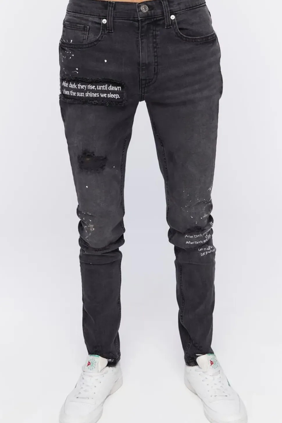Graphic Paint Splatter Skinny Jeans