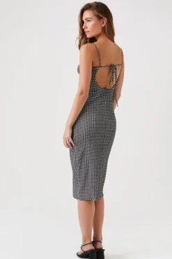 Grid Plaid Cami Midi Dress