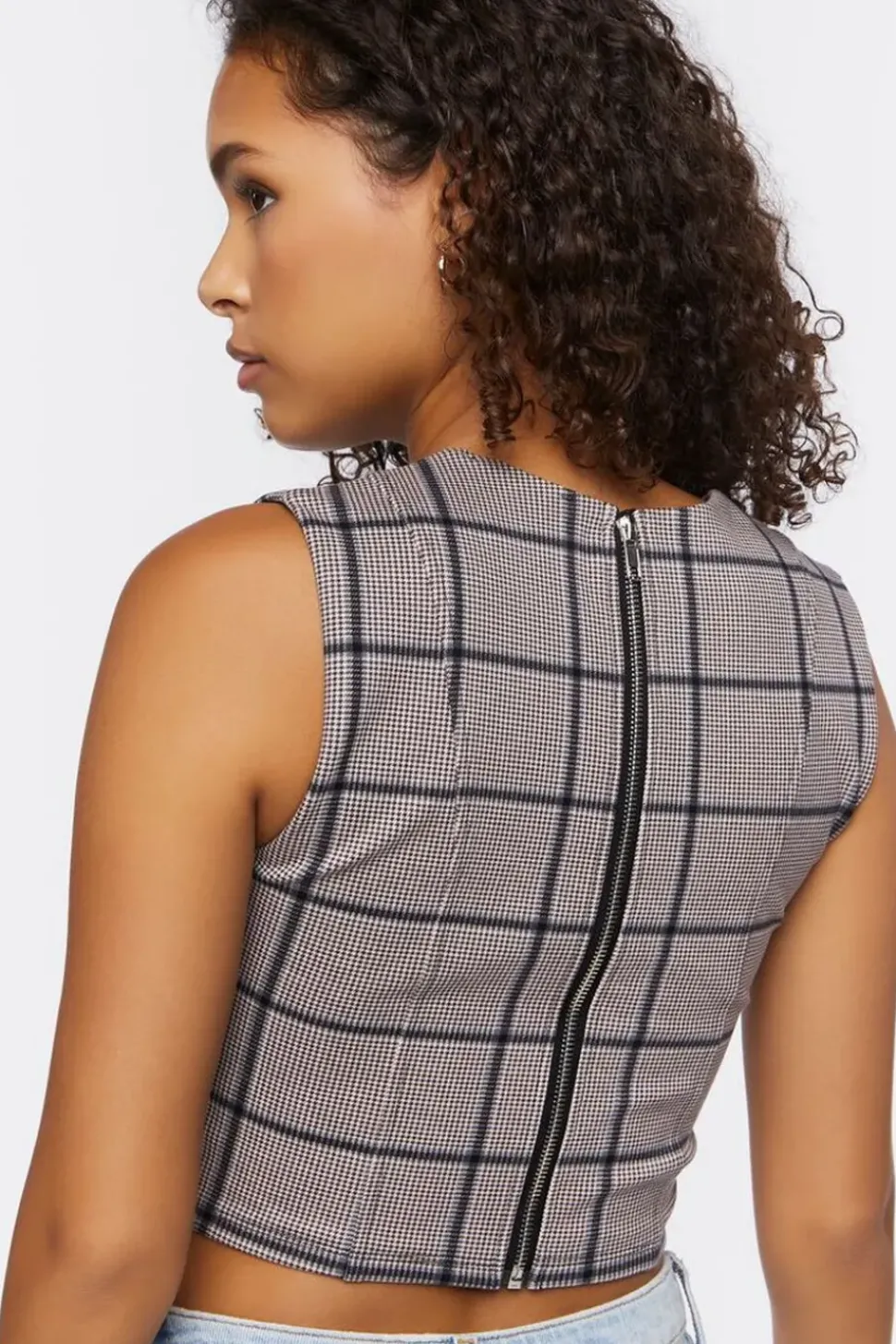 Grid Plaid Crop Top