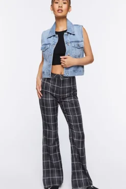 Grid Plaid Flare Pants
