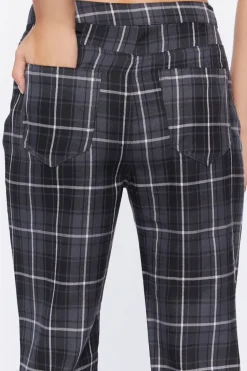 Grid Plaid Flare Pants