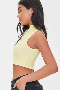 Half-Zip Mock Neck Crop Top