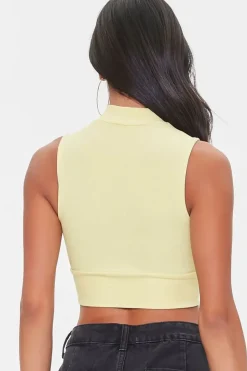 Half-Zip Mock Neck Crop Top