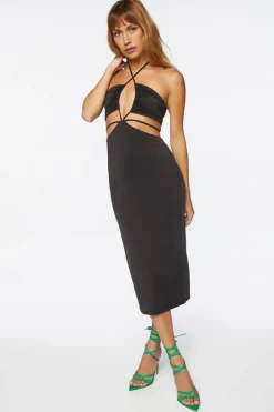 Halter Midi Bodycon Dress