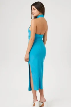 Halter Midi Slit Dress