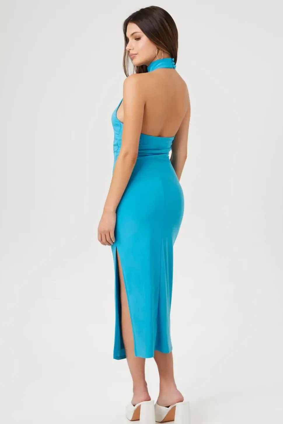Halter Midi Slit Dress