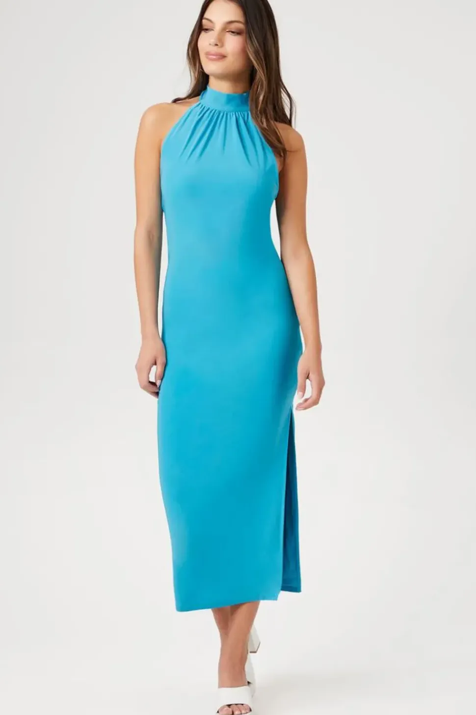 Halter Midi Slit Dress