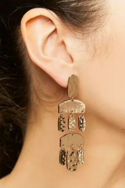 Hammered Chandelier Statement Earrings