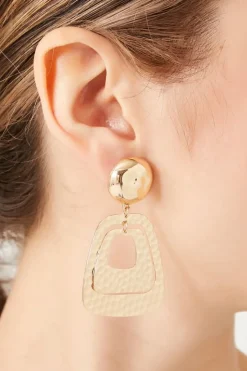Hammered Geo Drop Earrings