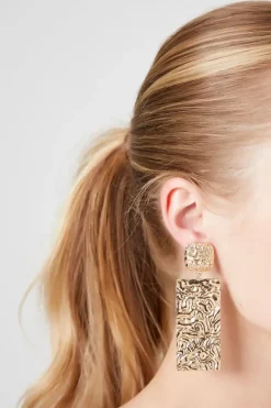 Hammered Geo Drop Earrings