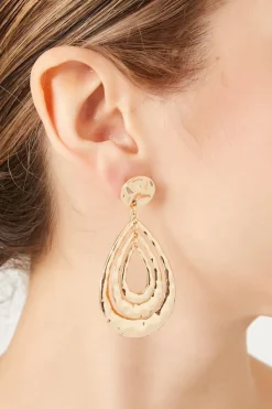 Hammered Teardrop Drop Earrings