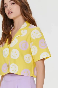 Happy Face Cropped Shirt