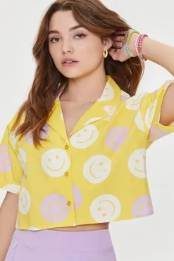 Happy Face Cropped Shirt