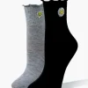 Happy Face Daisy Crew Socks - 2 Pack