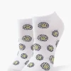 Happy Face Floral Print Ankle Socks