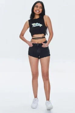 Hawaii Graphic Wraparound Crop Top