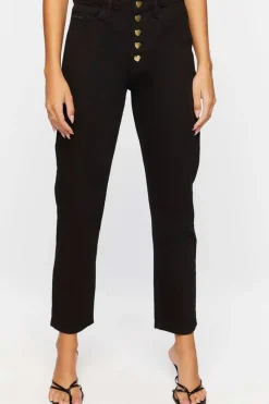 Heart-Button Straight-Leg Jeans