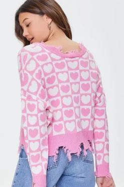 Heart Checkered Sharkbite Sweater
