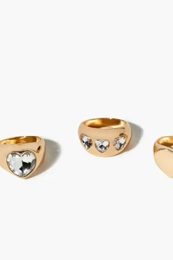 Heart Faux Gem Ring Set