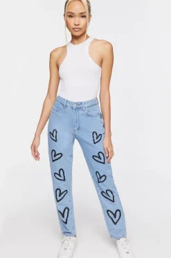 Heart Graphic High-Rise Jeans