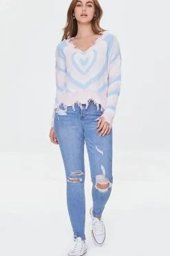Heart Pattern Sharkbite Sweater