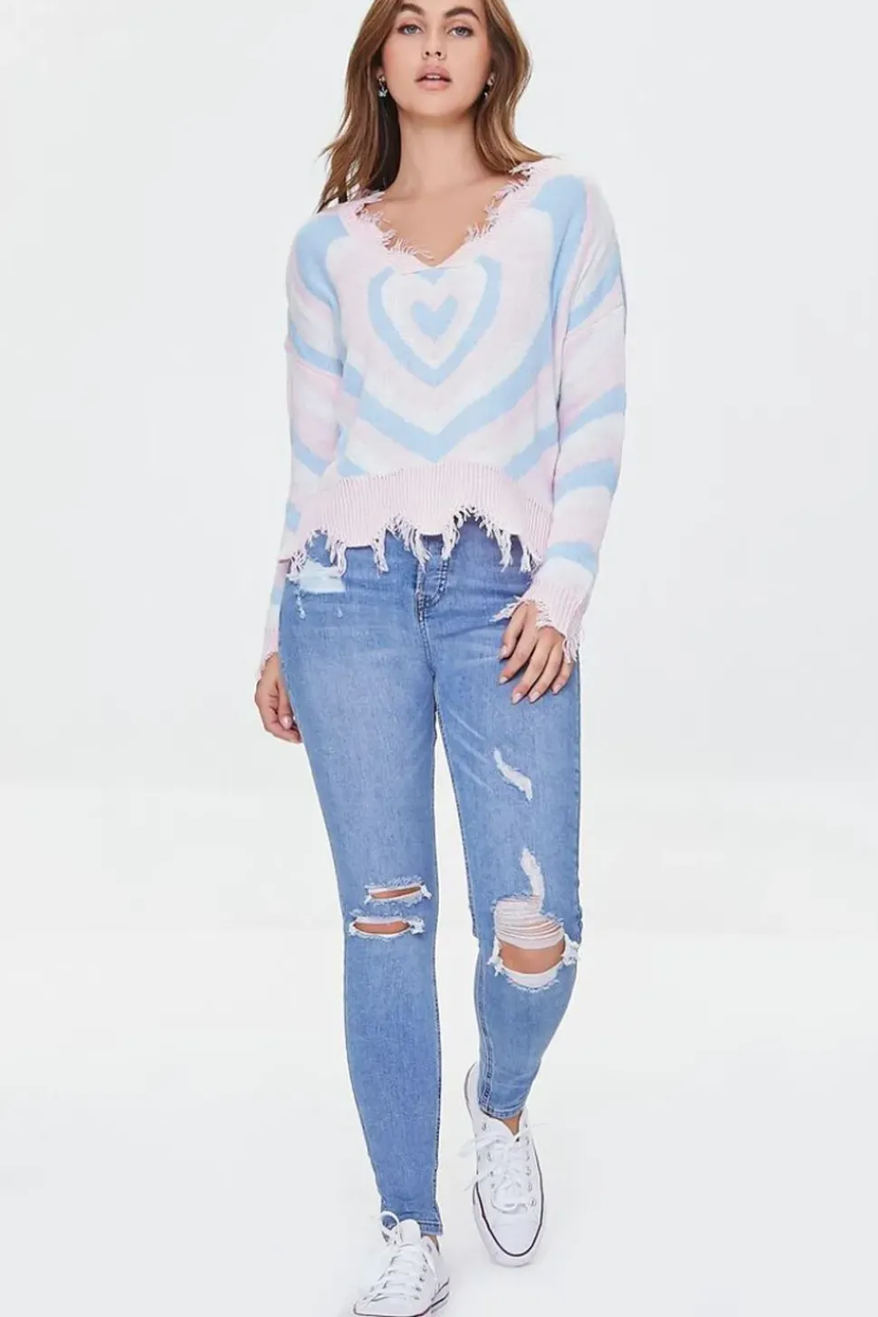 Heart Pattern Sharkbite Sweater